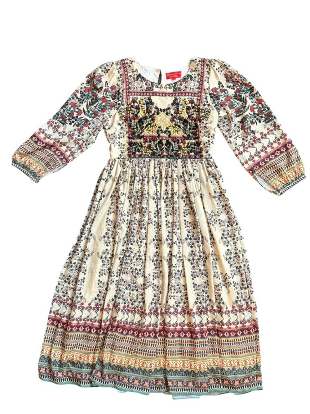 Anthropologie Bhanuni By Jyoti Far Fields Beaded Floral Midi Dress Women’s 6